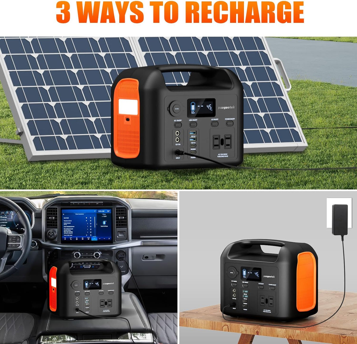 Portable Power Station, 600W (1200W Peak) 299Wh LiFePO4 Solar Generator Pure Sine Wave 110V AC Car Outlets PD 60W QC3.0 Backup Power Supply Bank for Camping, Blackout, CPAP